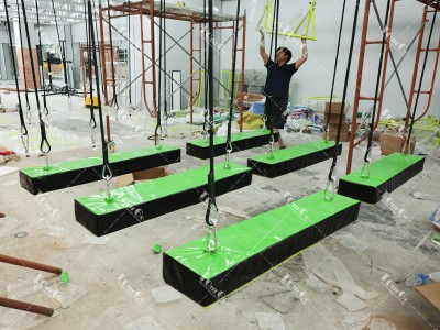 Custom Floating Bridge Low Hanging Bridge Ninja Course Playground Design Obstacle