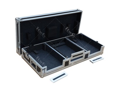 DJ CASE FOR 2 X Numark NDX500+ 10 INCH MIXER WITH LAPTOP STAND AND INNER WHEELS