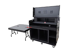 Black Finish Mobile AV Broadcasting Equipment Streaming Workstation Case with 2x 4U Top 2x 12U Bottom