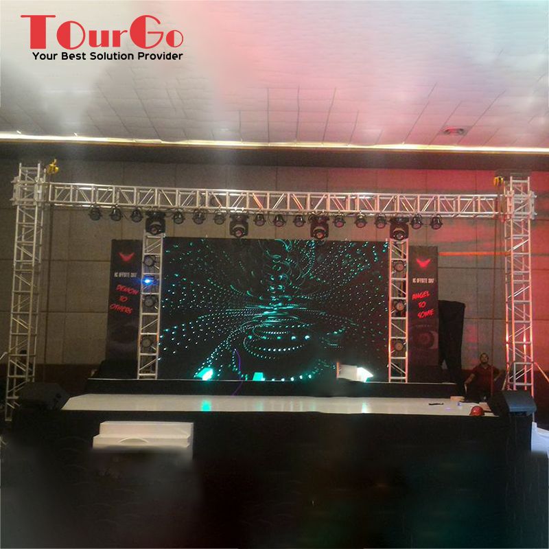 TourGo Aluminum Backdrop Truss with Portable Stage for Hanging LED and Lights