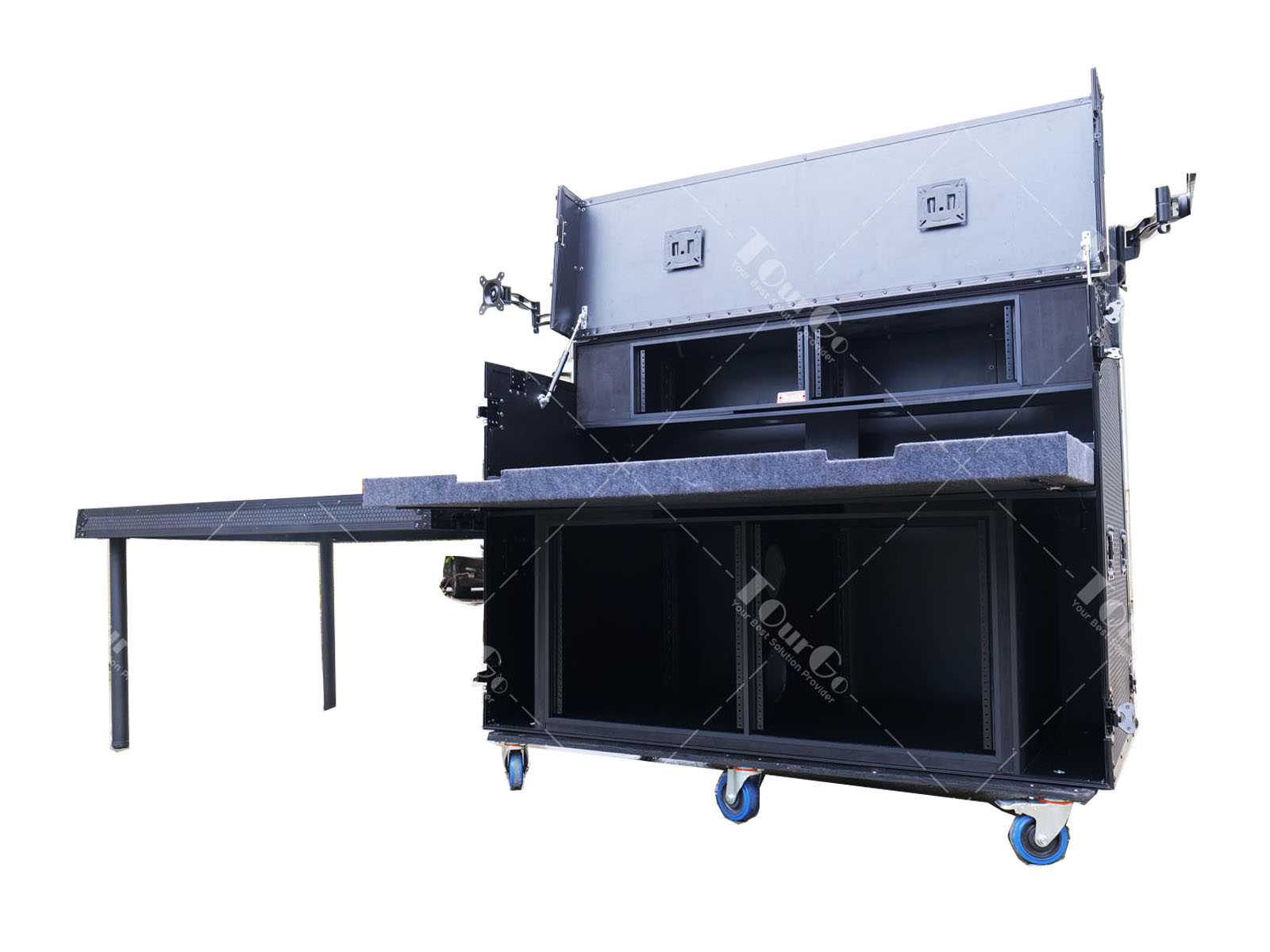 Blackmagic Mobile Studio Video Broadcast Production Cart Flight Case with Laptop Bracket Holder Arm