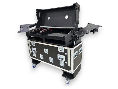 Flip-Ready Easy Retracting Case for Grand MA3 w Full onpc Command wing faderwing 2x2u under console