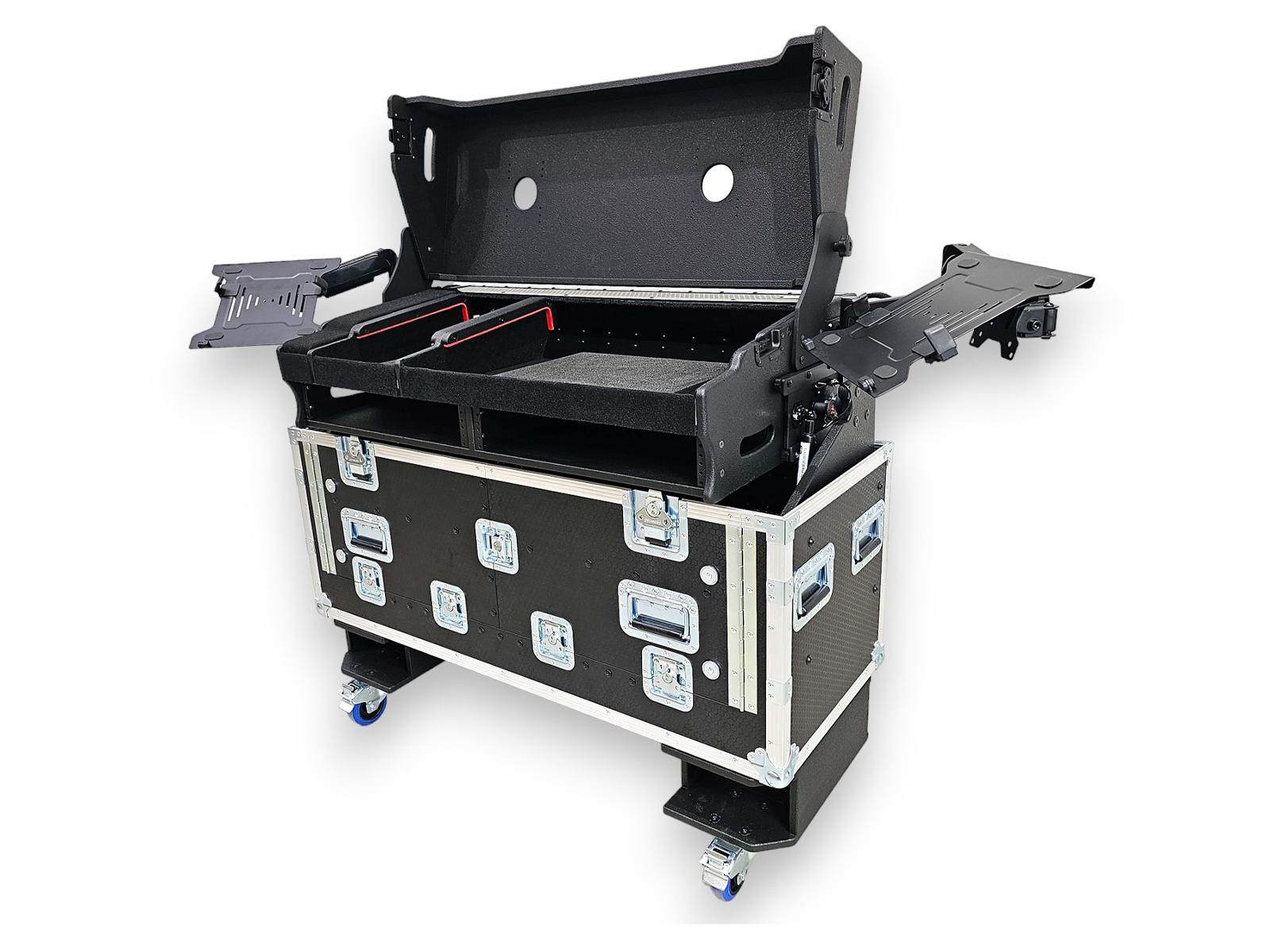 Flip-Ready Easy Retracting Case for Grand MA3 w Full onpc Command wing faderwing 2x2u under console