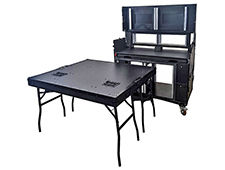 Black Workstation Case for Broadcast Video Streaming with 2 x 12 RU & 2 x 4 RU Spaceracks