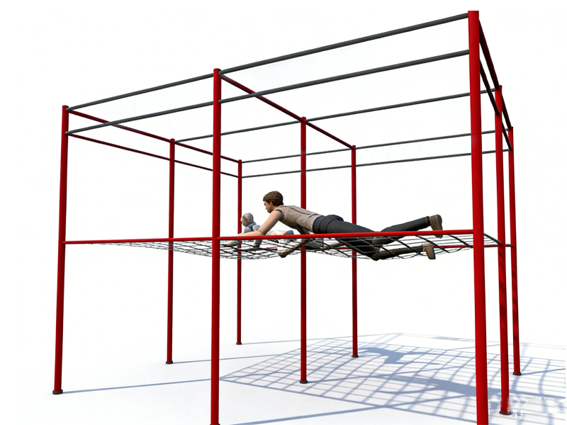 Ninja Climbing over net