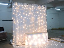 TourGo led chiffon wedding backdrop with white starlit table fabric