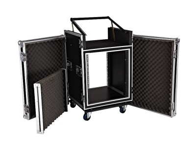 14U Three-door open cover double-layer shock-proof cabinet