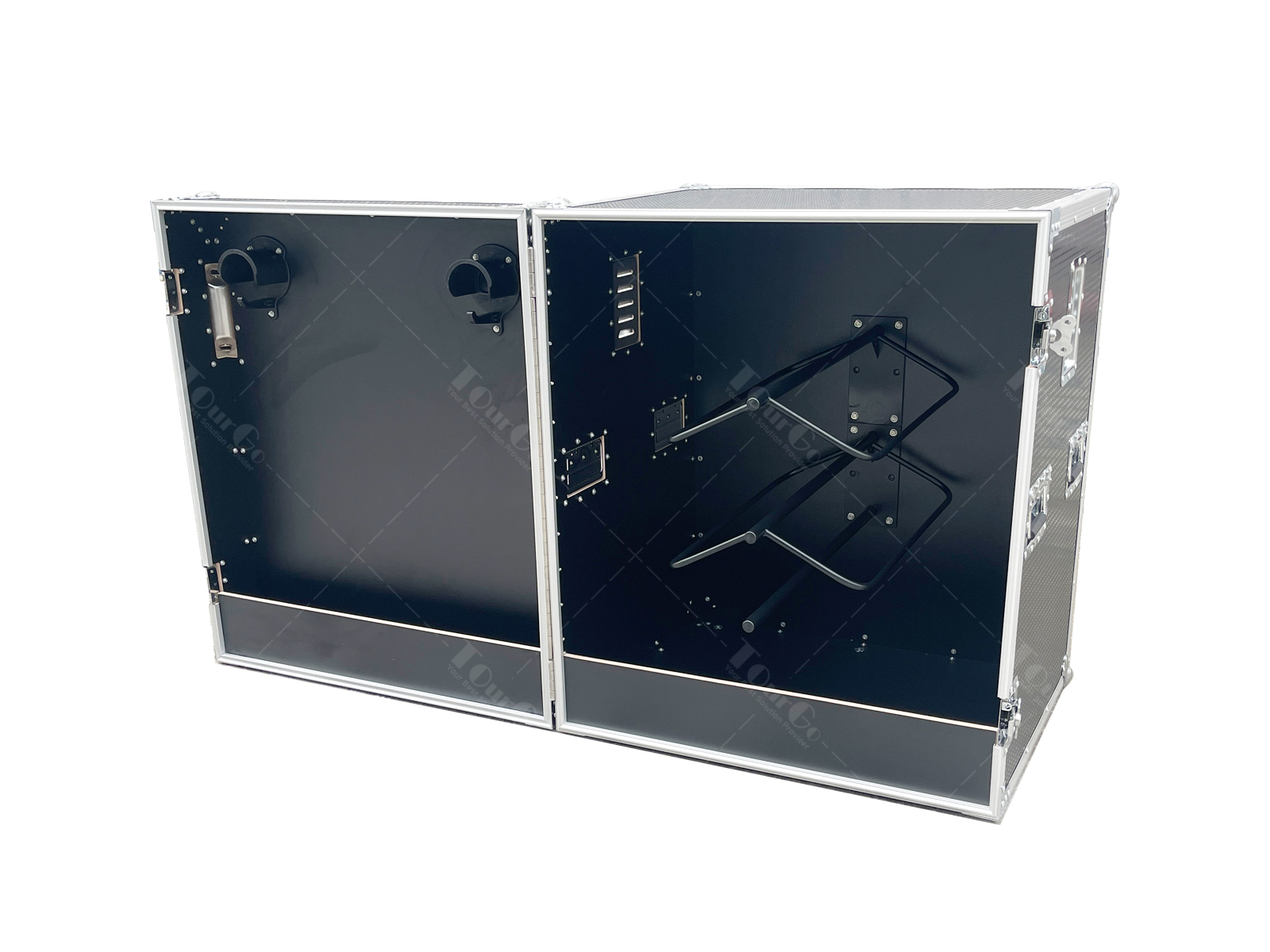 Custom Size All Black Horse tack box flight case with foot pads