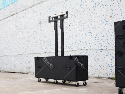 All Black Motorised TV Lift Flight Case For 98-100″ Screens with Double Lifting Posts