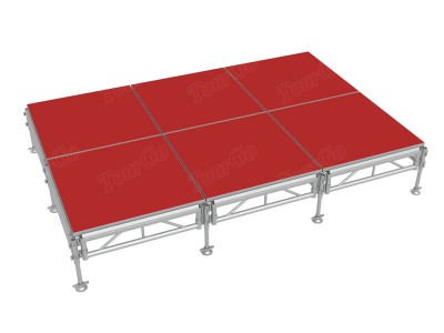 TourGo 8ft x 12ft Aluminum Stage Manufacturer with Red Portable Stage Platform for Sale