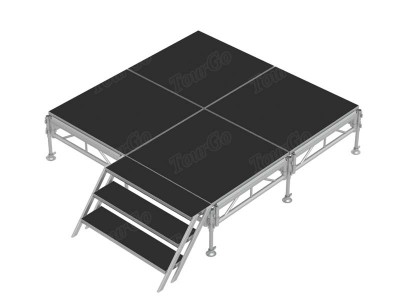 TourGo New Design DJ Stage 8′ x 8′ Platform with Lightweight Stage Stair