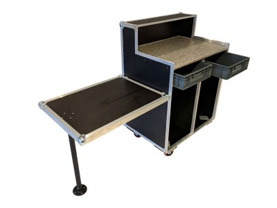 Mobile Reception Desk Flight Case with side table