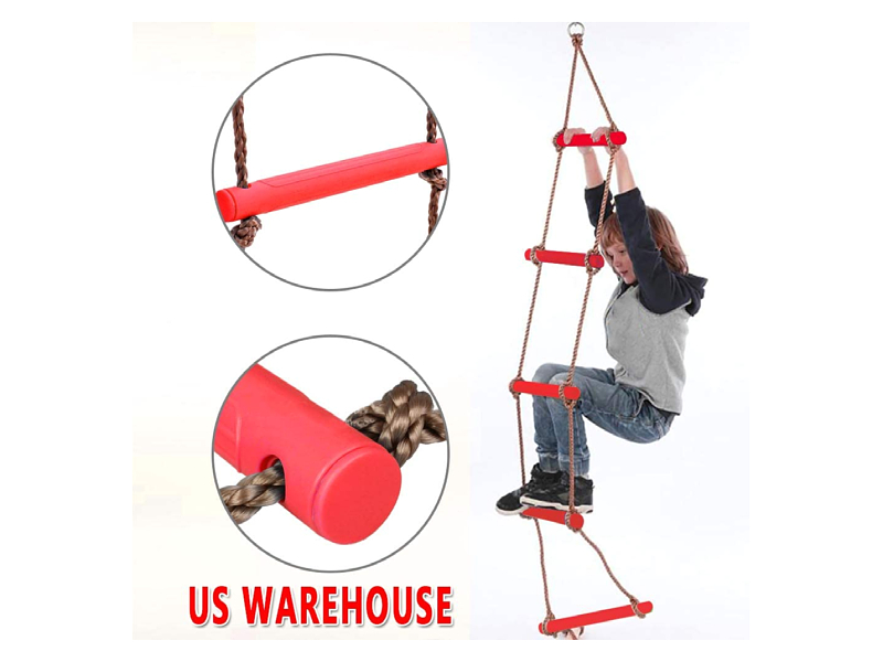 https://www.tourgosolution.com/ninja-line-kits/abs-climbing-rope-ladderrchildren-climbing-ladder.html Children Climbing Ladder Climbing Frame Stationary 2M 6-Step Gift Amusement Equipment Outdoor Backyard Play Set