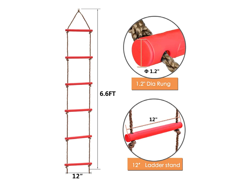 https://www.tourgosolution.com/ninja-line-kits/abs-climbing-rope-ladderrchildren-climbing-ladder.html Children Climbing Ladder Climbing Frame Stationary 2M 6-Step Gift Amusement Equipment Outdoor Backyard Play Set