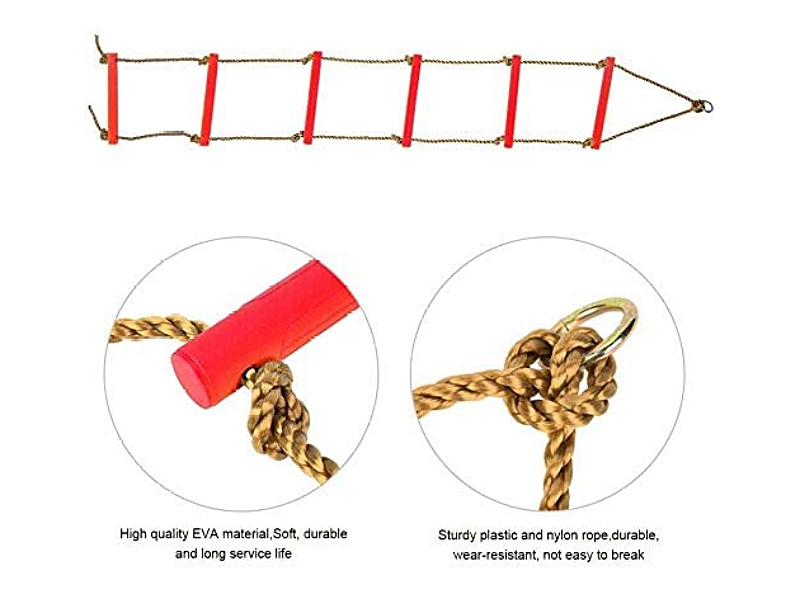 https://www.tourgosolution.com/ninja-line-kits/abs-climbing-rope-ladderrchildren-climbing-ladder.html Children Climbing Ladder Climbing Frame Stationary 2M 6-Step Gift Amusement Equipment Outdoor Backyard Play Set