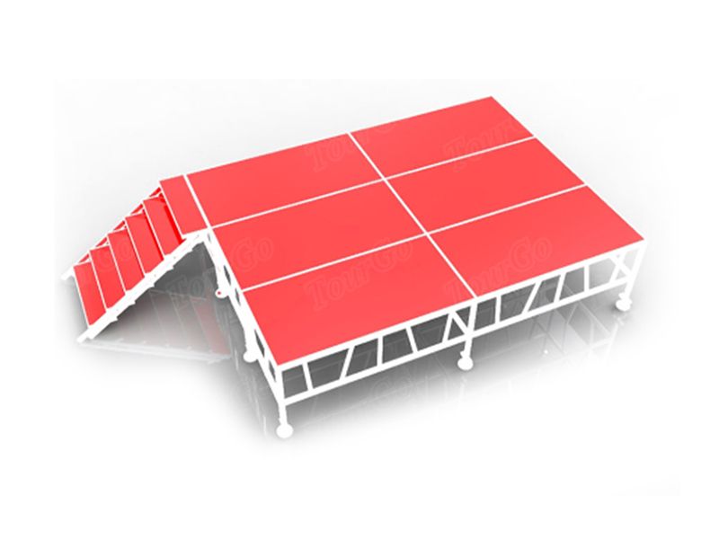 TourGo Aluminum Alloy Stage System with Portable Mobile Stage Stair and Plywood Stage Decks