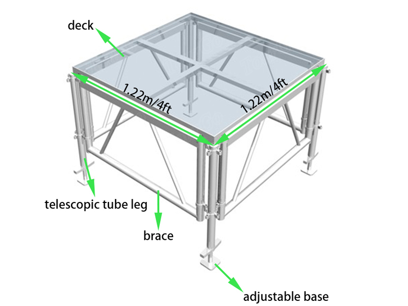 Spectacle Platform TourGo Outdoor Event Glass Stage Platform 1.22*1.22m for Cheap Stage ...