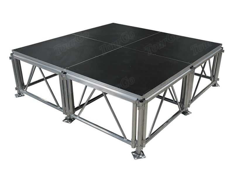 TourGo 8ft x 8ft Adjustable Aluminum Stage with Non-slip Finished Portable Stage Platform for DJ Stage