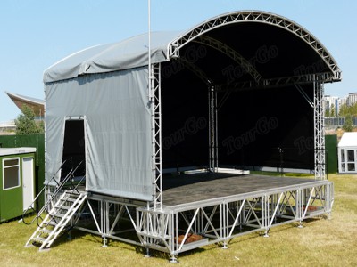 TourGo Aluminum Stage Tent Roof with Lighting Truss Used Outdoor Concert Stage Sale