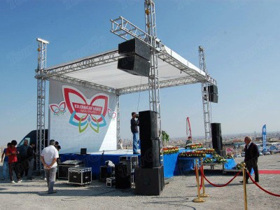 Square Aluminum Stage Truss with Adjustable Height Leg & Portable Steps Used Event Stage Rental