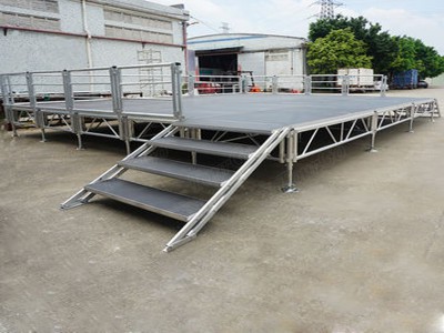 Adjustable Movable Portable Aluminum Stage Platform with Step Stair for Sale – TourGo