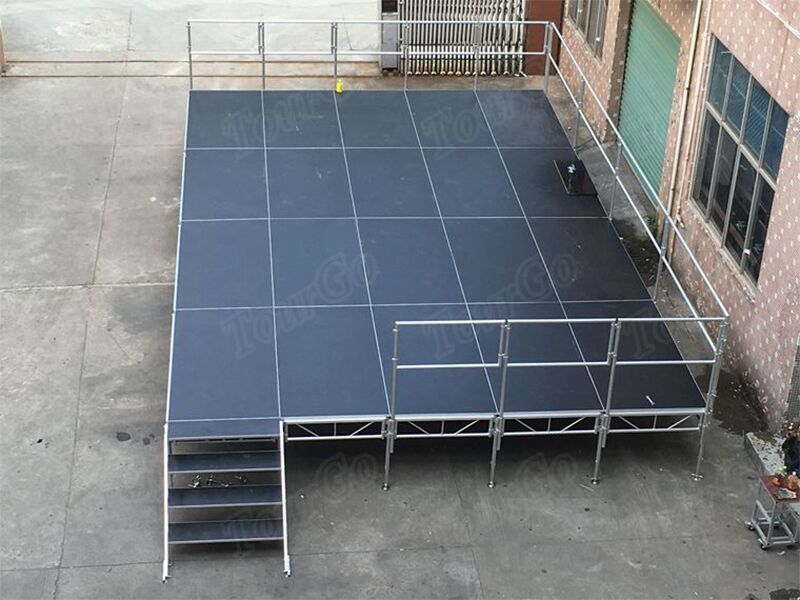 TourGo 1 x 2m Aluminum Stage with Step Stair and Stage Guardrail