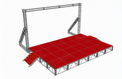 TourGo Lighting Truss Stage Backdrop with Portable Aluminum Stage for Stage Rental