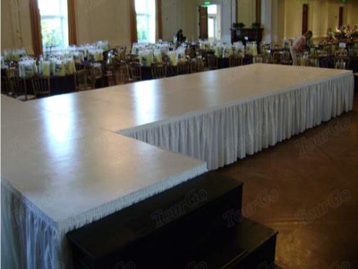 TourGo Hotel Stage Rental with Modular Stage Platform and Portable Stage Skirting