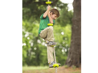 Children climb rope