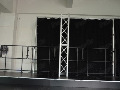 Portable Stage Backdrop with Modular Stage Guardrail Used Choir Stage Hire & Church Stage