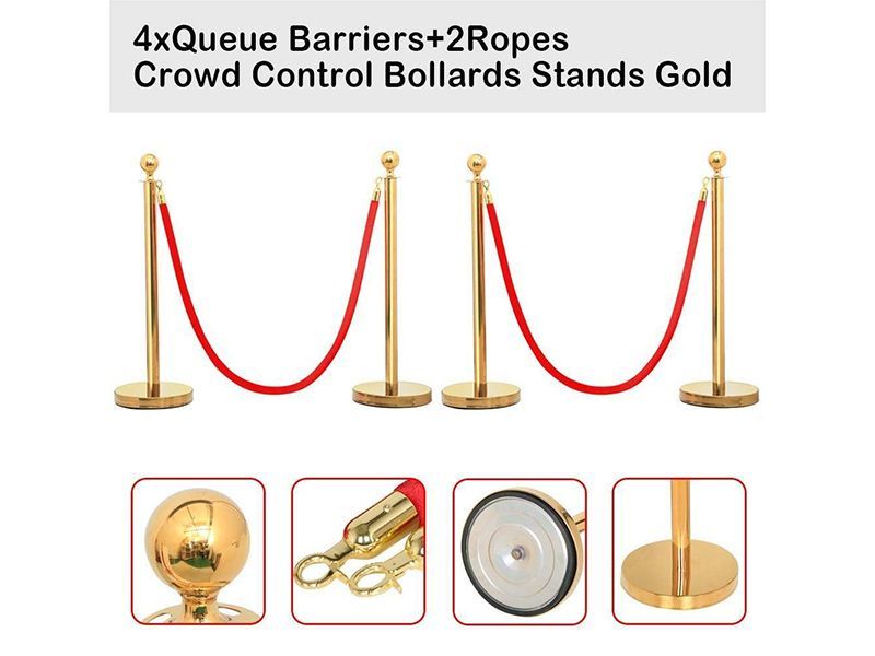 Crowd Control Barrier (4-Pack, Gold)-4