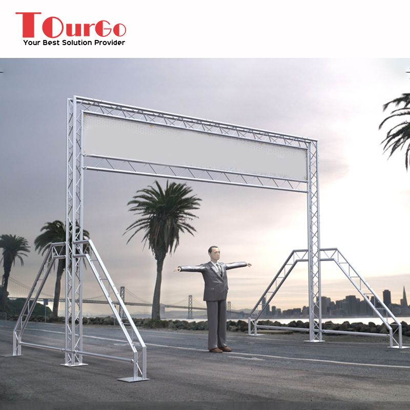 TourGo Aluminum Triangle Finish Line Truss with Banner for Race