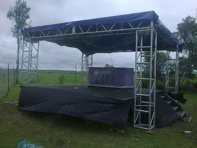 TourGo Folding Stage System with Box Truss Roof Used Outdoor Stage Rental