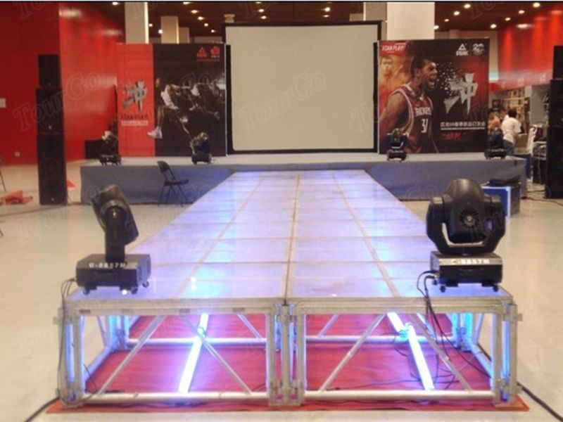 High Quality Fashion Show Glass Aluminum Stage Rental with Mobile Stage Leg for Sale