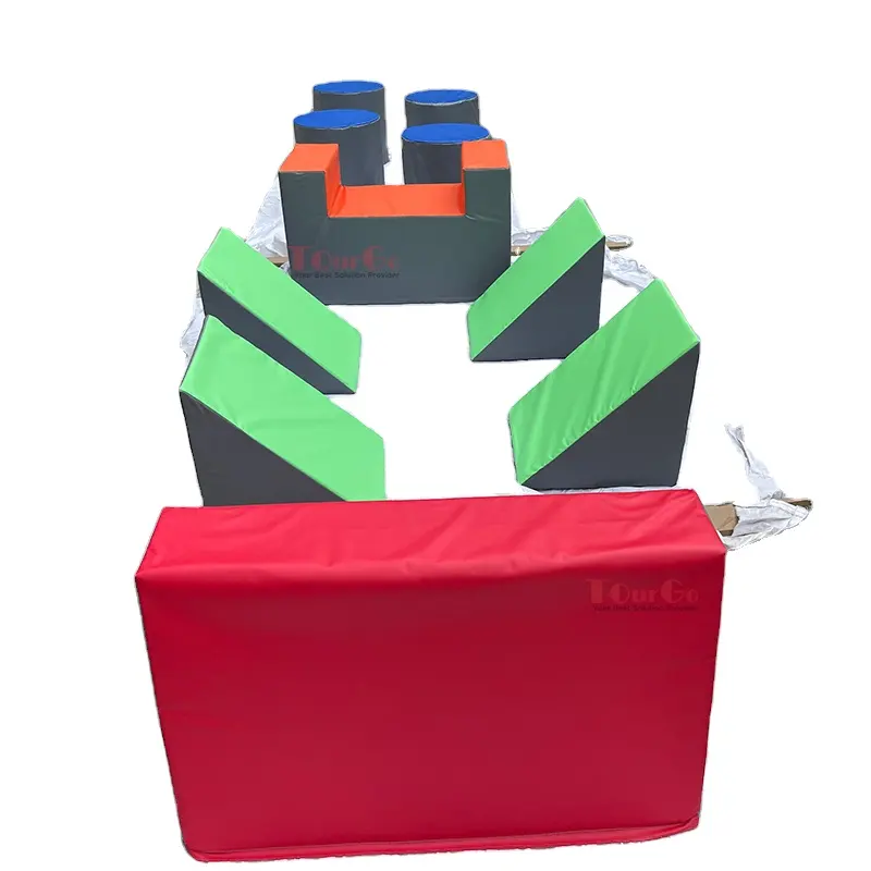 High density sponge kids soft ninja warrior training folding incline wedge mat gymnastics mat