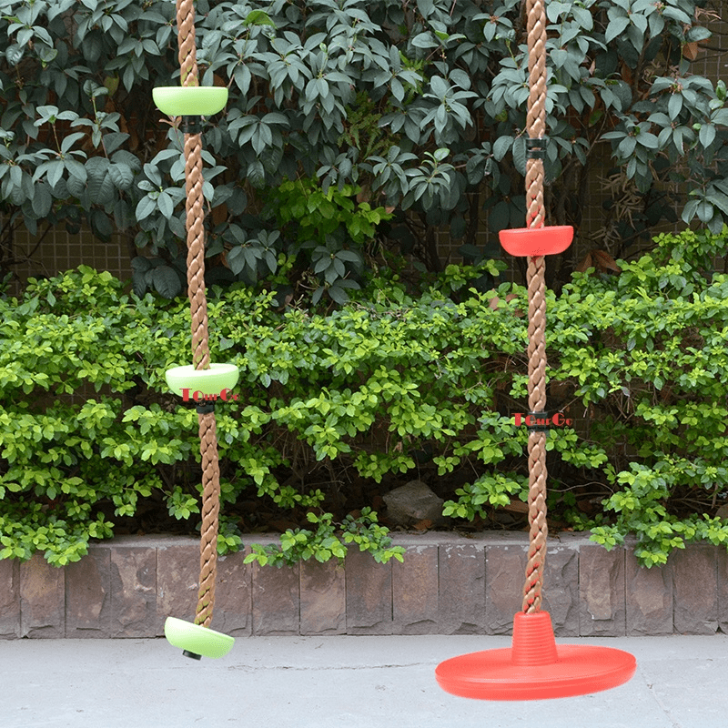 Jungle Gym Climbing Rope with Platforms and Disc Swing Seat Fitness Swing Set Outdoor Kids Toy Garden Sets
