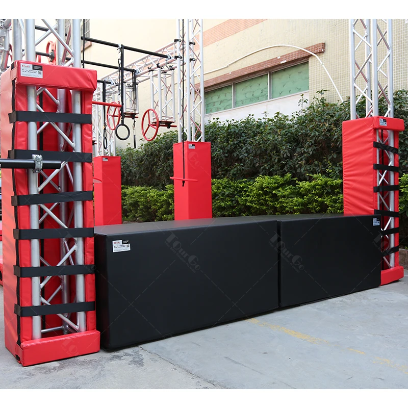high quality wooden foam ninja start blocks playground soft play obstacle ninja transition pads gymnastics parkour equipment