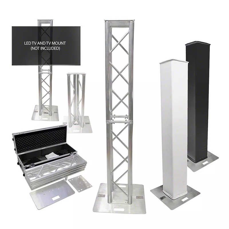 Aluminum DJ Lighting Truss Totem with Cover Scrim and TV Mount