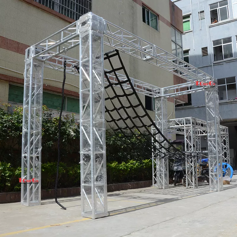 Rope to cargo net outdoor kids playground ninja warrior obstacle climbing net for Gym
