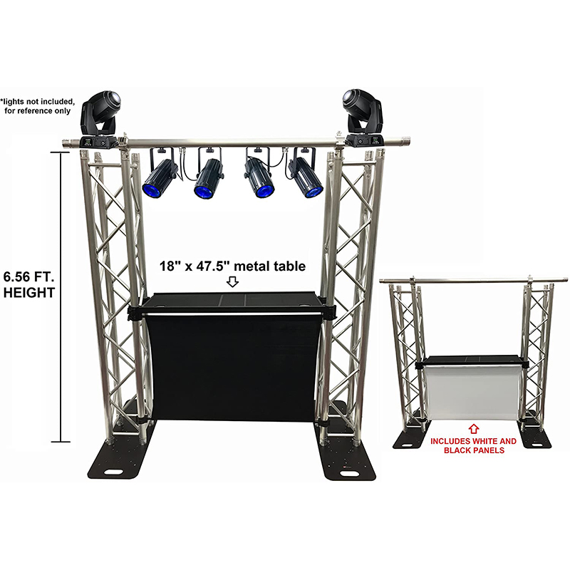 DJ Event Facade White/Black Scrims Aluminum Truss Booth 6.56′ Arch Truss System Detachable Metal Table And Facade