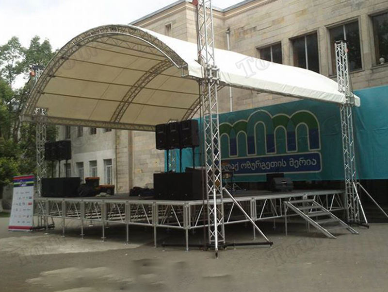 Outdoor Aluminum Stage Truss Display with Curved Roof Design