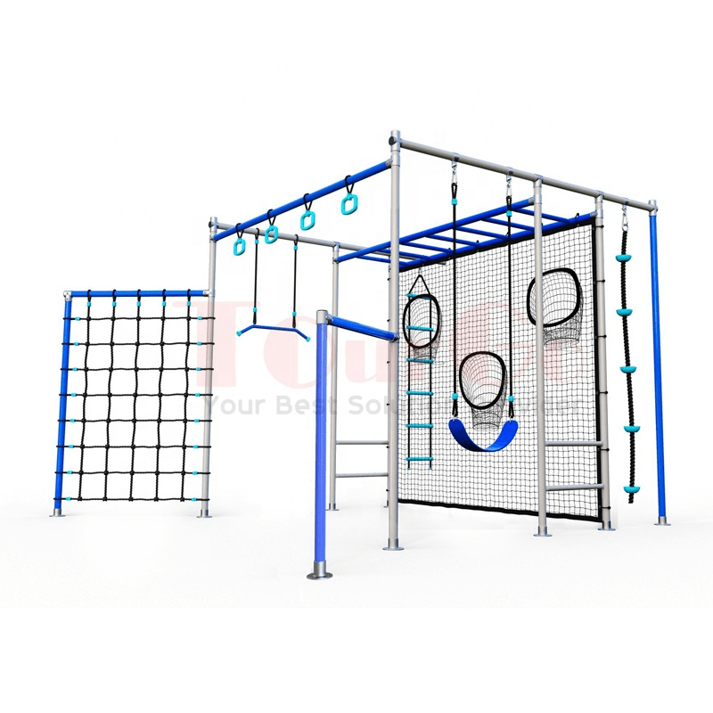 Outdoor Ninja Warrior climbing frame with slide Obstacle Course playground for kids