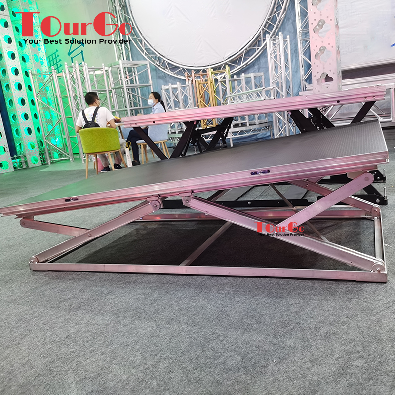 X Scissors Shape 1m x 2m Aluminum Portable Folding Stage Platform