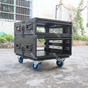 19inch All In Black 2U 4U ATA Amp Slam Rack Flight Case with Sliding Door