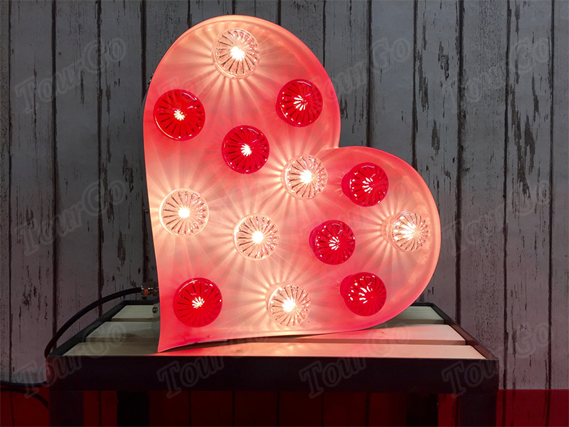 TourGo Metal Wedding Decoration Marquee Light Up Heart Sign LED Box