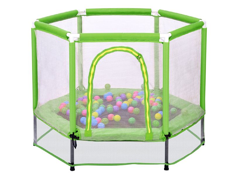 55″Toddlers Trampoline With Safety Enclosure Net And Balls, Indoor Outdoor Mini Trampoline For Kids