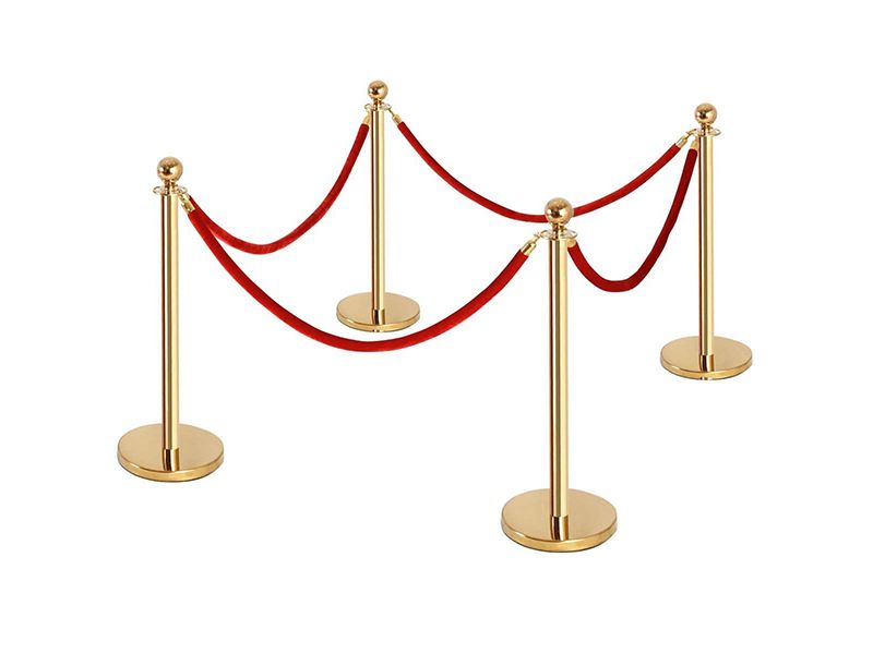 TourGo Pole Crowd Control Queue Barrier Stanchion Posts Adjustable Red Velvet Ropes 4 pcs