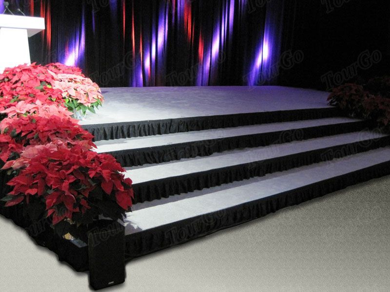 Portable Choir Stage Design with Black Stage Skirting for Event Performance Stage