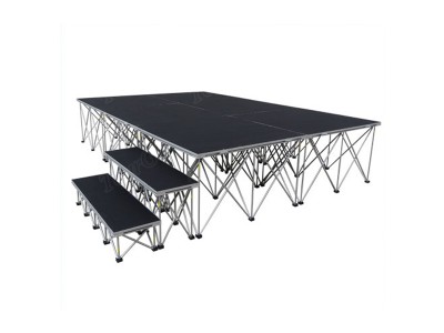 TourGo Portable Concert Stage Portable Stage Curtain with Mobile Stage Platforms & Stairs