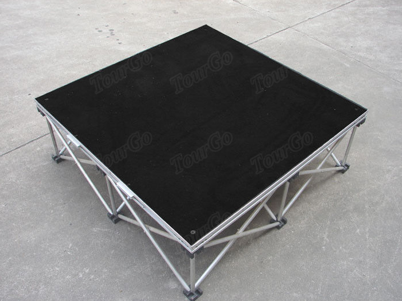 4ft x 4ft Black Carpet Finished Adjustable Mobile Portable Stage Platform for Sale – TourGo